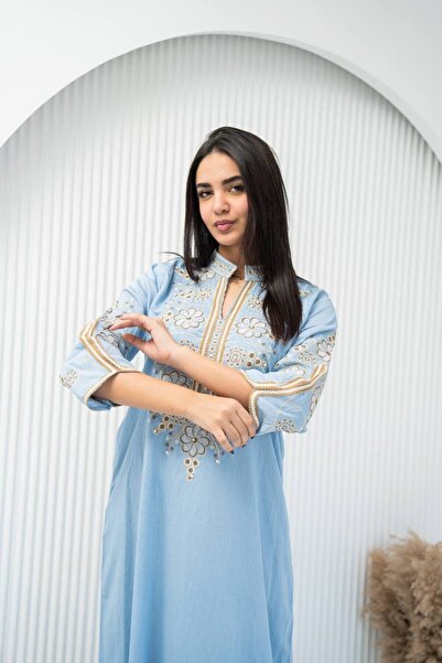 AFandina جلابية راقية بتطريز فاخر لإطلالة أنيقة وجذابة. SM - 14