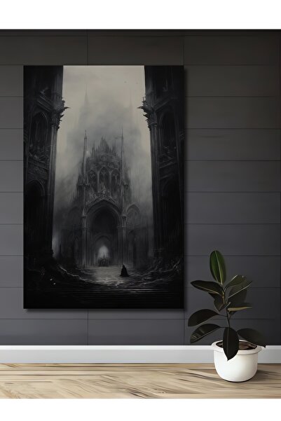Teona Ahşap Gotik Katedral Kara Kalem Görünümlü Dekoratif Ahşap Ev,Antre,Salo...