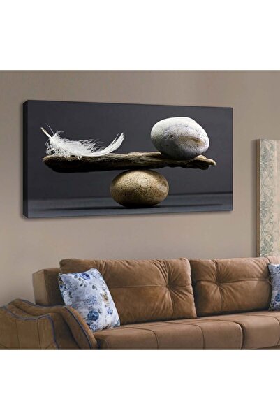 Lona Sanat Taş Tüy Denge - Tek Parça Kanvas Tablo