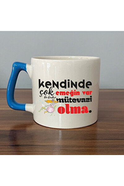 Kırtasiye Ofisi كوب هدية تحفيزي بمقبض أزرق مع عبارة 'كنت تبذل الكثير من الجهد'