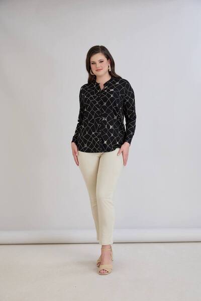 QUAWEAR Cycling V-Neck Patterned Combed Cotton Shirt