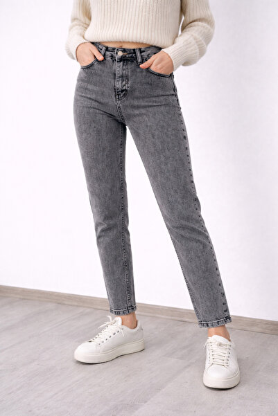 DELDNM Betty Women's Smoked High Waist Mom Jean Comfortable Stretch Fabric Durable Jeans