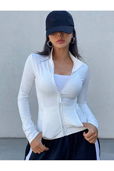 Weekeep Finger-Looped Trendy Zippered Cardigan