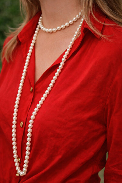 PaminBags Aksesuar Sarma Stringing Pearl Long Necklace Lns0077