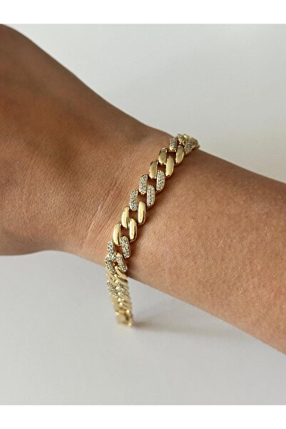 Charmist 14K Çelik Üzeri Altın Kaplama Zirkon Taşlı Özel Seri Bileklik