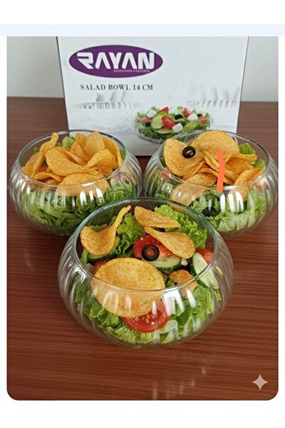 ORTAKÖY CENNETİ 3 ad salata CIPS kase sunum kabı rayan marka 700 cc Hacim 8 cm yüksekliği 10 cm ağız genişliği