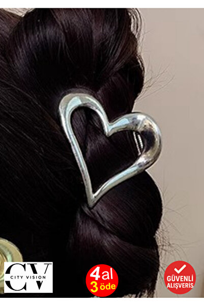 cityvision Heart Model Silver Color Metal Latch Clasp 6 cm