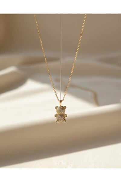 Şıkırtı Bijuteri Ayıcık modelli taşlı kolye