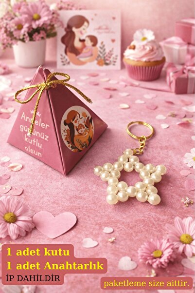 Emtory Home 1 Adet Anne & Bebek Anneler Günü Kutulu İnci Yıldız Anahtarlık - ...