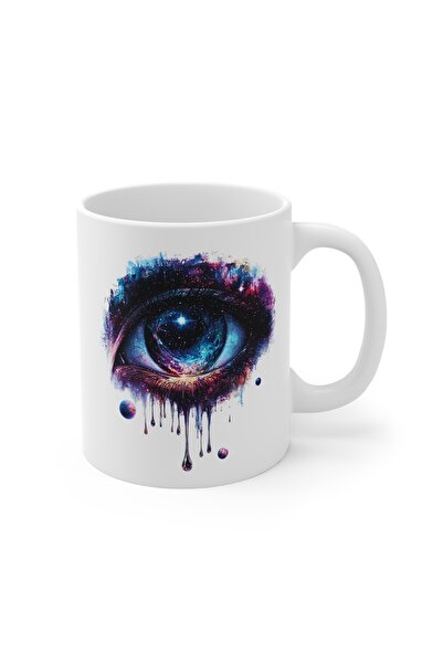 MRN Tasarım 3D Mug Cup Space Eye Themed Special Design Porcelain Mug Cup - Gi...