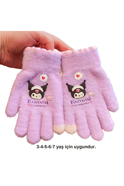 darko Kuromi Melodi Sanrio Kışlık Kız Çocuk Eldiven Sıcak Tutan Yumuşak Kurom...