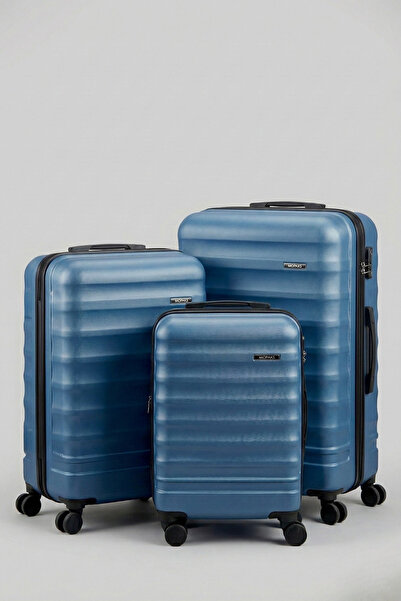 Catwins Çelik Mavisi Unisex 3’lü Valiz/Bavul Seti