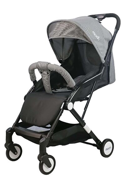 Moon عربة أطفال صغيرة الحجم - مناسبة للمقصورة الصغيرة - رمادي/أسود