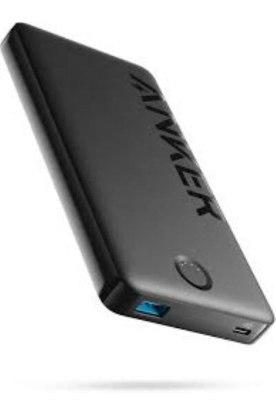 advisor باور بانك من أنكر بسعة 10000 مللي أمبير ببطارية ومنفذي USB-A و USB-C مع شحن سريع ذكي باللون الأسود