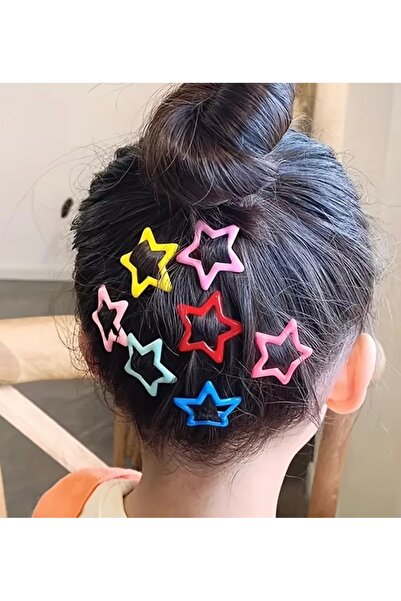 SELUVİA Renkli Star Yıldız Kız Çocuk Çıtçıtlı Tokası Yıldız Toka 6’lı Set – S...