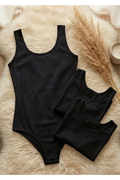 Loule Women's 3-Pack 95% Cotton Stretch Fabric Thick Straps Snap-On Bodysuit Undershirt Set