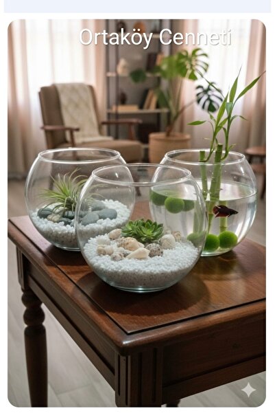 ORTAKÖY CENNETİ Fanus 3 ad cam Rayan marka 1000 CC hacim 11 cm Yükseklik 9 cm ağız çapı çok amaçlı ürün