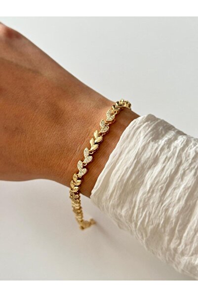 Charmist 14K Çelik Üzeri Altın Kaplama Zirkon Taşlı Özel Seri Bileklik