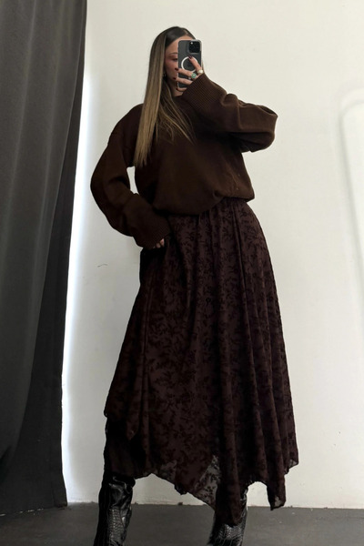 MARTYZ Floral Embroidered Asymmetrical Skirt