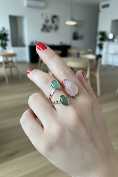 Sevil Gülgün Atelier Bakır Doğal Taş Yüzük: Kuvars, Akik, Oniks, Turkuaz, Flo...