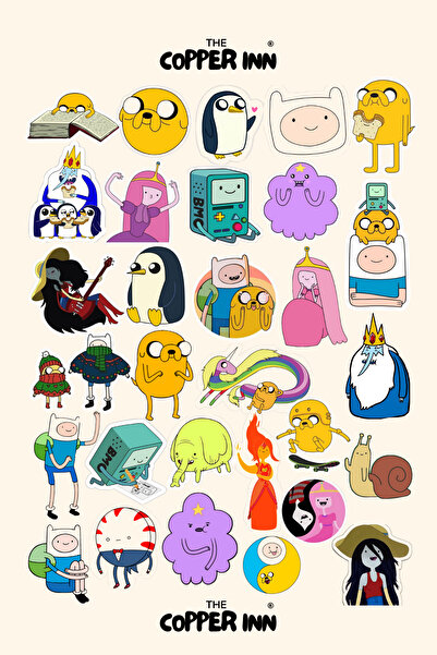 The Copper Inn 30 Adet Adventure Time Sticker Seti Bullet Journal Laptop Tele...