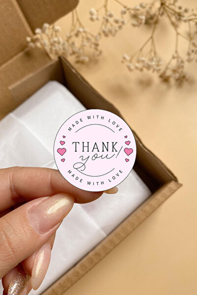 Piksel Grafik Mulțumesc 4 cm, etichetă de mulțumire cu model de inimă, etichetă pentru cadou