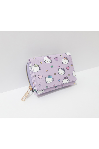 renkli çiçekler Children's Wallet 11X8X4 cm Hello Kitty Patterned Patterned Children's Wallet