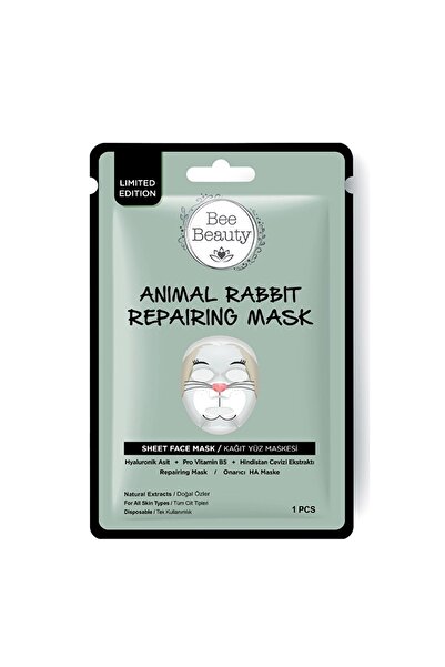 Bee Beauty Face mask for moisturizing and softening the face with coconut extract and vitamin B5, rabbit shape (original products)