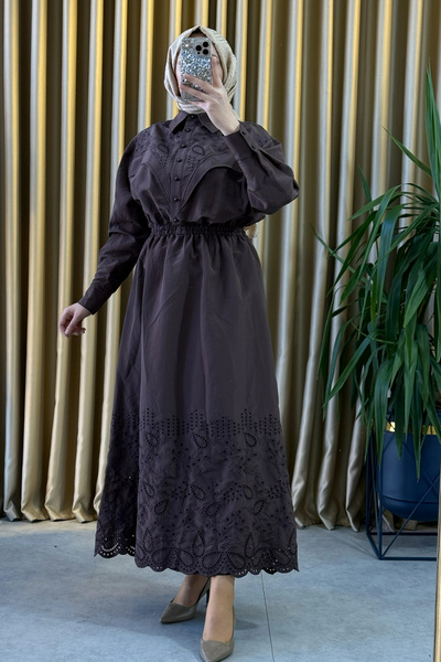 clande 5023 Elbise Kahve