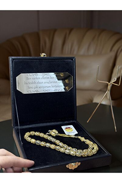 TESBİH-i DiYAR Kişiye özel sertifikalı,altın parçacıklı collection kehribar tesbih