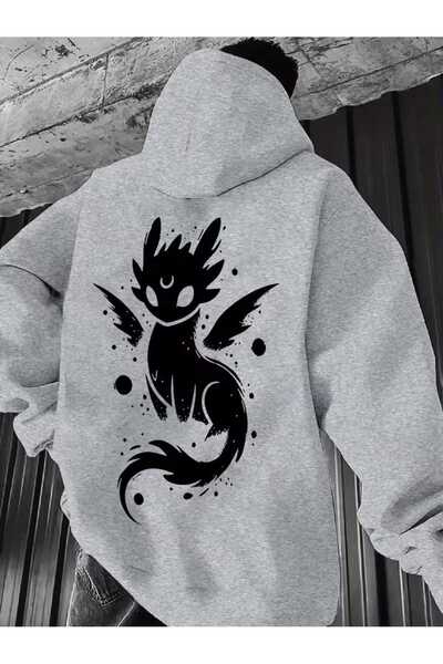 CLASSY.MODA Unisex Dragon Printed Oversized Hooded Hoodie