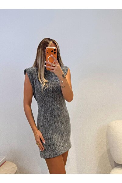 PERA AKSESUAR Işıltılı Kadın simli pullu elbise