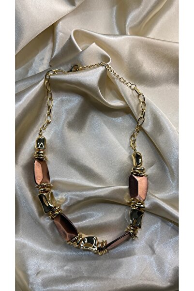 BUSİELLE JEWELRY قلادة فاخرة من حجر العقيق والذهب