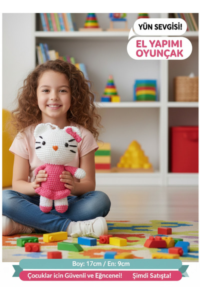 HobiDünyasıElif El Yapımı Küçük Oyuncak Kedi , Bebek Peluş Bebek Oyuncak Sevi...