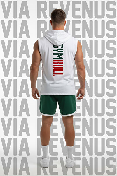 Vordevia Gym Bull cu imprimeu cu glugă Set de tricou sport fără mâneci și cu ...