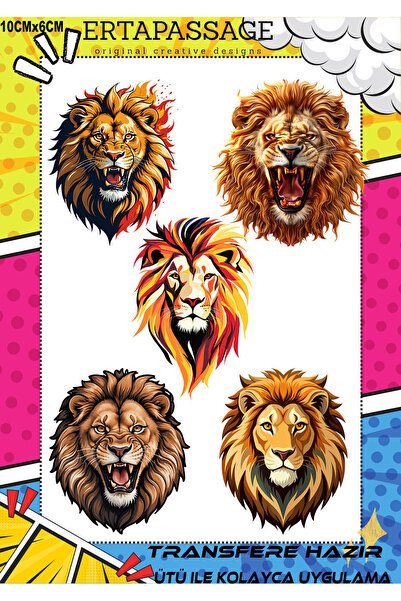 ErTaPassage Aslan Desenli Ütü ile Yapışan Transfer Baskı, Tişört, Çanta İçin ...