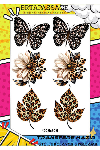 ErTaPassage Leopar Desenler3 Desenli Ütü ile Yapışan Transfer Baskı, Tişört, ...