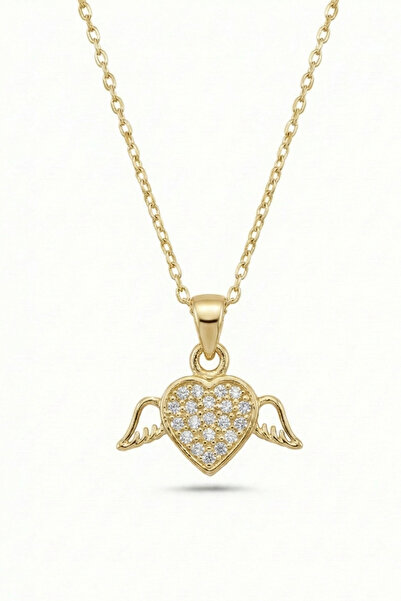 Baleno Concept 925 Ayar Gümüş Melek Kanatlı Minimal Kalp Zirkon Taşlı Kolye -...