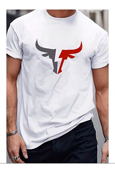 oneagılyazı Men's Bull Silhouette Printed Oversize T-shirt