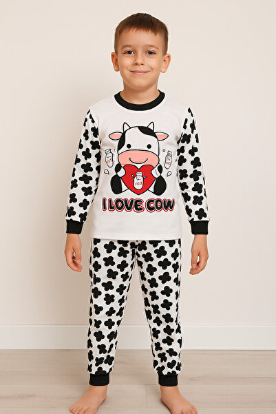 Bilge Trend OBOŽAVAM DEČIJU PIDŽAMU SA KRAVČIJIM UZORAKOM, Pamuk DELA, Pamučn...