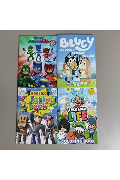 ada çanta kırtasiye 4 adet stickerli boyama kitabı (Pijamaske/Bluey/toca boca...