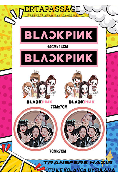 ErTaPassage Black Pink Desenli Ütü ile Yapışan Transfer Baskı, Tişört, Çanta ...