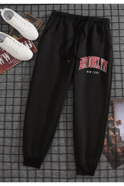 Arz giyim Black Sweatpants with Elastic Cuffs Casual Style