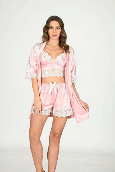 Sistina Ozlstor Powder Velvet Lace Robe & Nightgown Set 3-Piece - 1438 - (160...