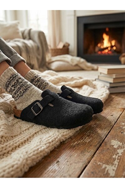 Mycorni Genuine Wool Felt Sabo House Slippers – Indoor, Orthopedic Cork Sole, Unisex