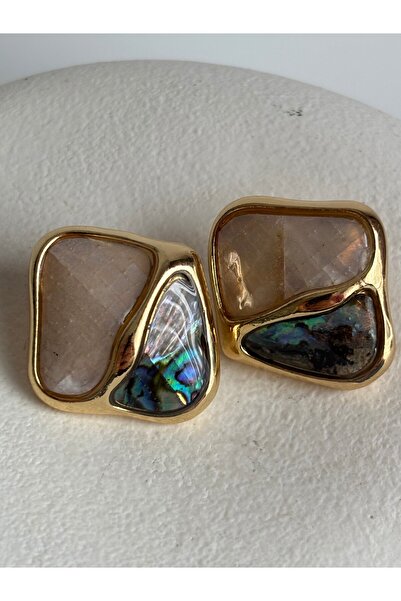 BHR AKSESUAR أقراط مينا باللونين الأخضر والأبيض (2.7 سم)