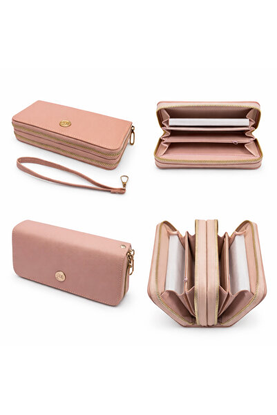 Poro Online Women's wallet with zipper, multiple compartments, removable strap, 20 × 10.5 × 5 cm