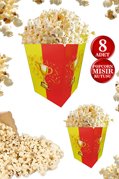 karanca parti süs Yellow Red Fan-Themed 8-Piece Popcorn Corn Box