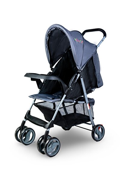 molody عربة أطفال – قيادة سلسة مع مظلة قابلة للتعديل وسلة تخزين – رمادي داكن