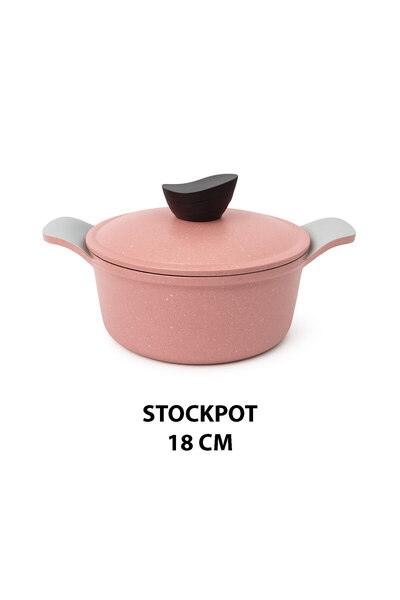 Jewel 18cm Nonstick Stockpot – Pink Cherry Marble Granite Coating, Home & Fam...